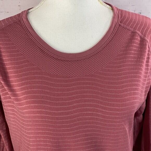 Zyia Tee Shirt Top Womens XL Pink Poppy Chevron Active Long Sleeve Compression - Picture 7 of 9